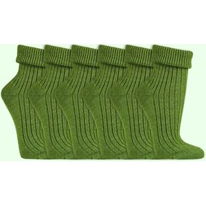 Wollen sokken | Dames sokken | 100% Natuurlijk | Kleur: Groen | 35-38 / 39-42 | 6 paar