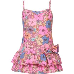Badpak met bloemen - Oude roze 116-122