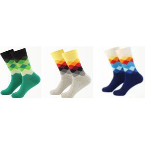 Set van 3 paar sokken - WAVE - toffe sokken - maat 39 tot 45