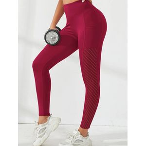 Breathable Pocket Legging - Dames - Sportbroek - Sportlegging - Mesh panelen - Zwart- Ademend - met zakken - Comfortabel - Rood - Donkerrood