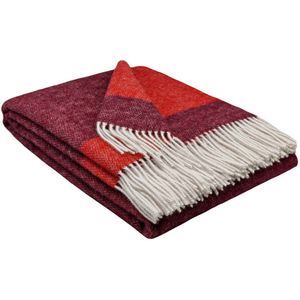 Plaids.shop - VENICE - Wollen Plaid - Rood-Donkerrood - 140x200cm Deken - 100% Wol