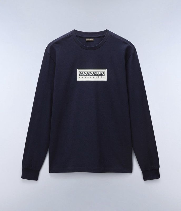 Napapijri - S-Box Logo - T-shirt - Zwart - Lange Mouwen