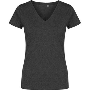 Women´s V-hals T-shirt met korte mouwen Heather Black - XS