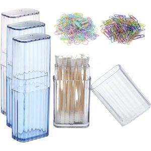 Draagbare wattenstaafjeshouders - 4 stuks - doorzichtig - opbergdoos