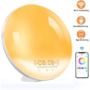 Alorixa - Wake Up Light - Wekker - Wekkerradio - Radio - Google - Wifi - USB - Nachtlamp - Wit