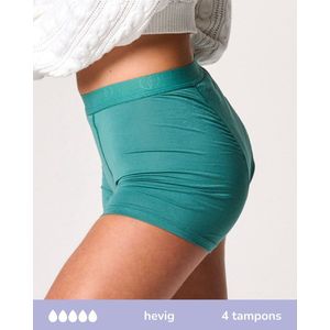Moodies menstruatie ondergoed (meiden) - Bamboe Boyshort - hevig kruisje - maat 140/146 (XXS) - groen