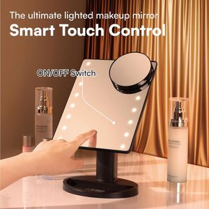 Make up spiegel met heldere ledverlichting - Verstelbare makeup spiegel met verlichting - tot 180 graden - Met ronde spotspiegel met 10-voudige vergroting - Zwart