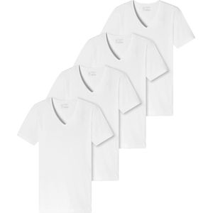 Schiesser Heren T-Shirt / Onderhemd met ronde hals 4er-Pack - 95/5 - Organic Cotton