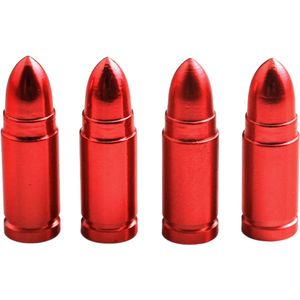 VCTparts Kogelvormige Auto Ventieldopjes Bullets Universeel - Aluminium Rood (Set 4 stuks)