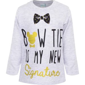 Disney Mickey Mouse Baby Shirt -Lange mouw - Grijs - Bow tie is my new signature - Maat 68 (6 maanden)