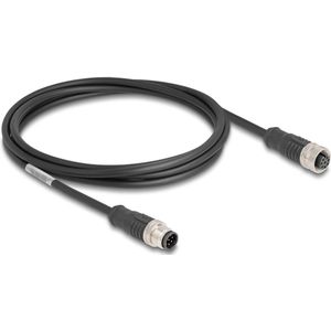 Delock M12 Cable A-coded 8 pin male to female PVC 2 m