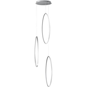 Highlight Olympia Oval Videlamp - 3 Dimbare Ledringen - Hanglamp - LED - Zilver
