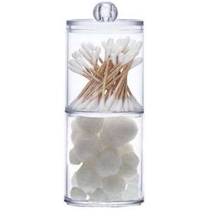 Without Lemon - Wattenstaafjes en Wattenschijfjes Houder - Dubbel Transparant Opberghouder - Opbergdoosje - Makeup Organizer - Zonder Zijopening - met Deksel - Stapelbaar