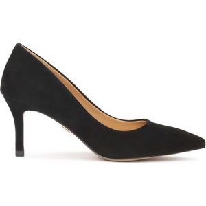 Minimalist black suede stiletto pumps