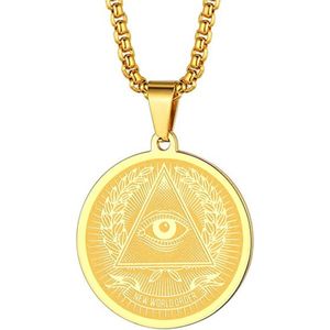 Zien Oog Hanger Ketting voor Mannen en Vrouwen - Occulte Medaille van Voorzienigheid - Unisex Sieraad voor Bescherming