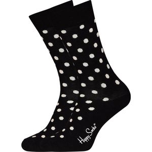 Happy Socks Dots Sokken - Zwart/Wit - Maat 36-40