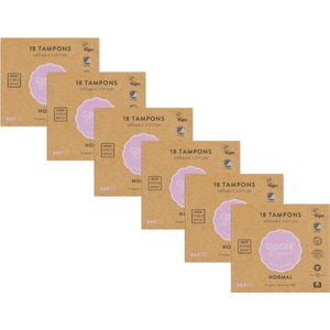 Ginger Organic tampons normaal 108 stuks - 6 x 18 stuks - 100% puur biologisch katoen - Comfortabel - Organisch
