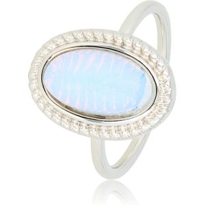*My Bendel - Vintage ring met White Quartz steen - Edelstalenring met mooie White Quartz steen - Met luxe cadeauverpakking