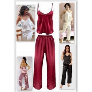 Iga. - hoogwaardige satijnen pyjama - bordeaux rood M