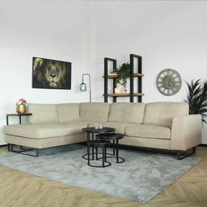 Hoekbank design Puckerto 290cm bank taupe velvet hoek loungebank links bankstel zetel hoeksalon