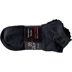 E&F Sneakersokken - Enkelsokken - Sokken - Unisex - Naadloos - 5 Paar - Maat 47-50 - Zwart
