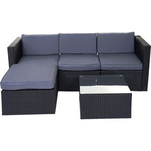 Cosmo Casa Poly Rattan Set - Tuinset - Sofaset - Antraciet - Grijs - Bekleding - Zonder Decoratieve Kussens/Afdekking