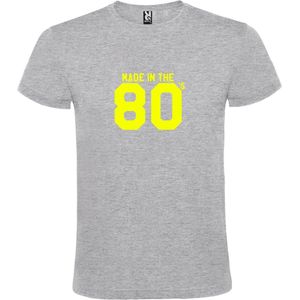 Grijs T shirt met print van "" Made in the 80's / gemaakt in de jaren 80 "" print Neon Geel size XL