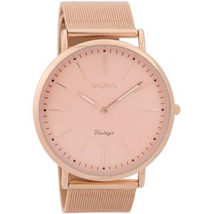 Rosé goudkleurige OOZOO horloge met rosé goudkleurige metalen mesh armband - C9357