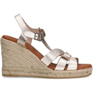 Sacha - Dames - Gouden leren sleehak sandalen - Maat 40