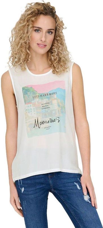 Only - Flora - Mouwloos T-shirt - Wit - Regular Fit
