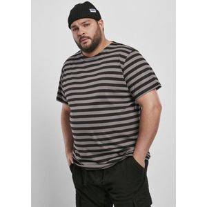 Urban Classics - Stripe Heren T-shirt - 3XL - Grijs/Zwart