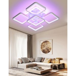 LuxiLamps - LED Bluetooth 4x1 RGB - Plafondlamp Met Afstandsbediening - Smart lamp Wit - Dimbaar Met App - Woonkamerlamp - Moderne lamp - Plafoniere