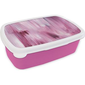 Broodtrommel Roze - Lunchbox - Brooddoos - Kleuren - Verf - Schilderij - Roze - 18x12x6 cm - Kinderen - Meisje