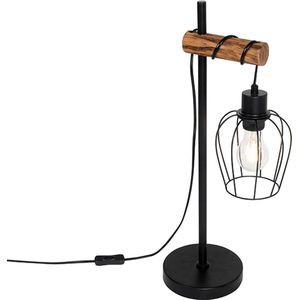 QAZQA stronk - Landelijke Tafellamp - 1 lichts - H 55.4 cm - Zwart - Woonkamer | Slaapkamer | Keuken