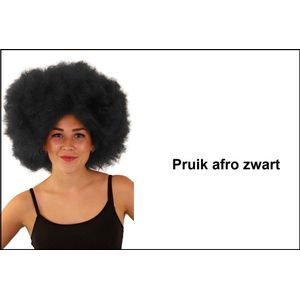 Super Afro pruik zwart - festival disco carnaval afrokapsel 70s and 80s disco peace flower power happy together toppers