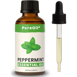 PureOil – Pepermuntolie Etherische Olie – 50ml – 100% Puur & Natuurlijk – Pepermunt Olie Voor Huid | Gezicht | Nagels | Spinnen | Scalp | Diffuser | Aromatherapie - Peppermint Oil - Incl. Ebook - Sinterklaas Cadeautjes - Black Friday Deals 2025