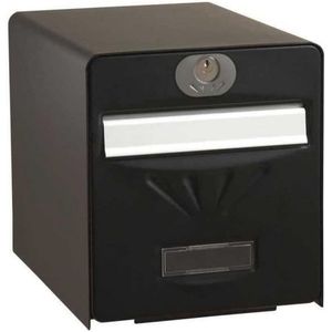 Post goedgekeurde brievenbus met dubbele deuren en glazen achterdeur, zwart, verzinkt staal