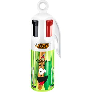 BIC 4 Kleuren Uitschuifbare Balpennen Collectie - Fluorescerend Pennenbakje van 6 Stuks - Medium Punt 1 mm