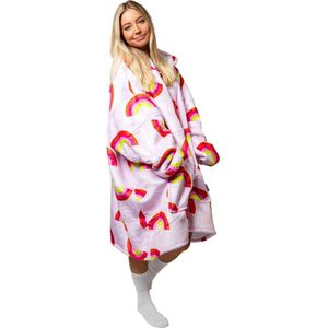Rainbow oversized hoodie deken - plaids met mouwen - fleece deken met mouwen - ultrazachte binnenkant - hoodie blanket - snuggie - one size fits all