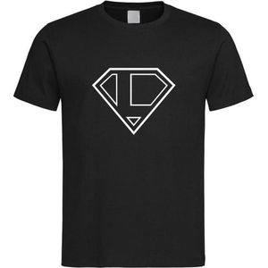 Zwart t-Shirt met letter L “ Superman “ Logo print Wit Size M