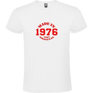 Wit T-Shirt met “Made in 1976 / 100% Original “ Afbeelding Rood Size XXL