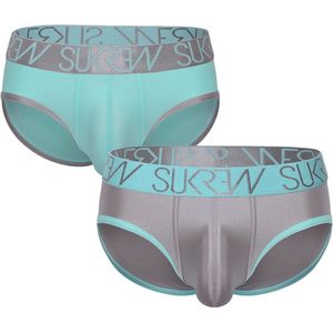 SUKREW Apex Brief Multipack 1x Peppermint + 1x Silver Sparkle - MAAT XS - Heren Ondergoed - Slip voor Man - Mannen Brief
