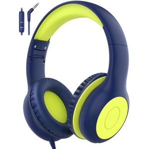 Intelectro Koptelefoon voor Kinderen - Veiligheid en Plezier in Eén! - Hoogwaardige Stereogeluid - Comfortabele Draagervaring - HD Microfoon - Volumeregeling - Brede Compatibiliteit en Audio Delen - Groen/Blauw - Levering Sneller dan Aangegeven!