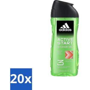 Adidas - 3-in-1 Douchegel - Active Start - Kruidige Geur - Gerecyclede Verpakking - 250 ml - Bulkverpakking - 20 stuks