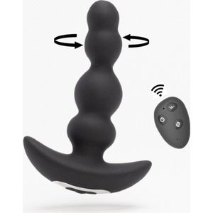 Playbird® - Feel The Beads - Stotende Anaal Vibrator - Met Afstandsbediening - Roterende Vibrator Met Kralen - Prostaat Vibrator - Anaal Dildo Groot - Zwart