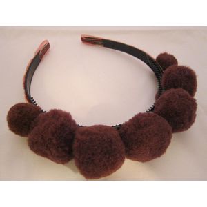 Diadeem - haarband ""Pompom Bruin"" one size