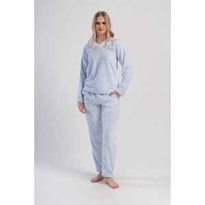 Vienetta - Dames Zachte Pluche Pyjama Set, Lange Mouwen - S
