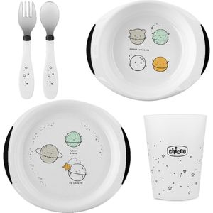 Maaltijdkoffer Black&White (Set Borden + Bestek + Beker) 18M+ Planeten versieringen