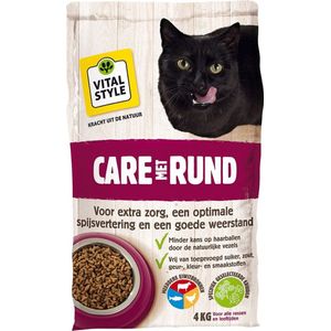 VITALstyle Care Met Rund - Kattenbrokken - Gevarieerde Voeding Voor Een Levenlustige Kat - Met o.a. Peterselie & Smalle Weegbree - 4 kg
