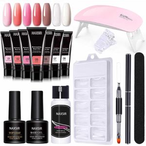 NAXSIR Nagelverlenging Gelset Compleet incl. 6W LED Nagellamp & Gereedschapsset | Romige Crème-Textuur | Sneldroogend | Langhoudend Glanzend Resultaat voor Thuis & Salon